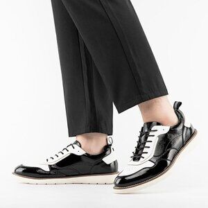 NEW! Men's Oxford Shoes, Dress Shoes Lace-up Wingtip Brogue Shoe-Black & White